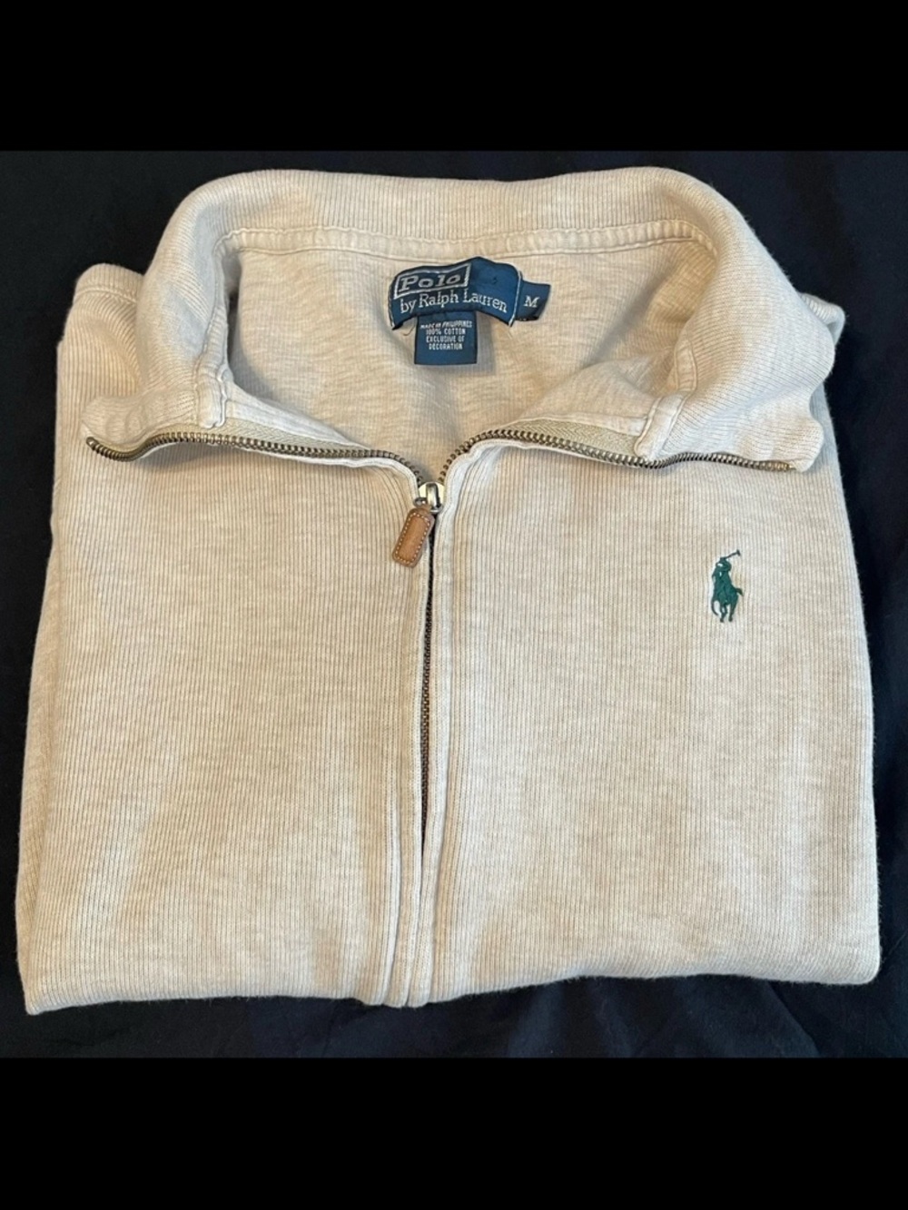 Polo Ralph Lauren Jacket Cream Performance Soft French-Rib Full Zip Medium